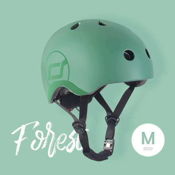 Casca de protectie pentru copii, sistem de reglare magnetic cu led, s-m, 51-55 cm, 3 ani+, forest, scoot ride