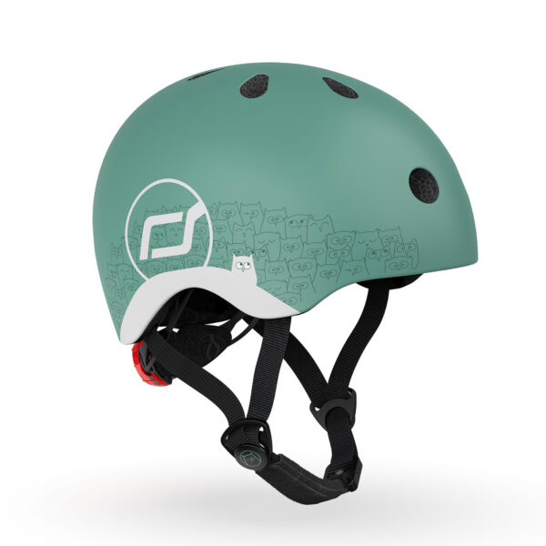 Casca de protectie pentru copii, sistem de reglare magnetic cu led, xxs-s, 45-51 cm, 1 an+, forest reflectorizant, scoot ride
