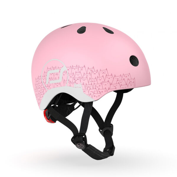 Casca de protectie pentru copii, sistem de reglare magnetic cu led, xxs-s, 45-51 cm, 1 an+, rose reflectorizant, scoot ride