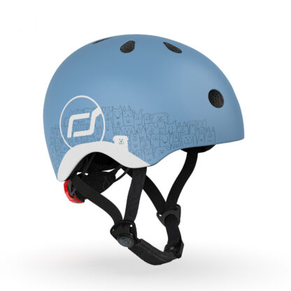 Casca de protectie pentru copii sistem de reglare magnetic cu led xxs s 45 51 cm 1 an steel reflectorizant scoot ride