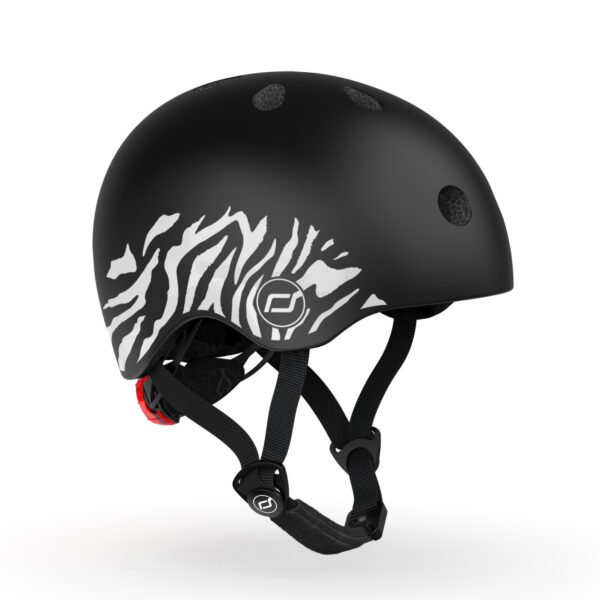 Casca de protectie pentru copii, sistem de reglare magnetic cu led, xxs-s, 45-51 cm, 1 an+, zebra, scoot ride