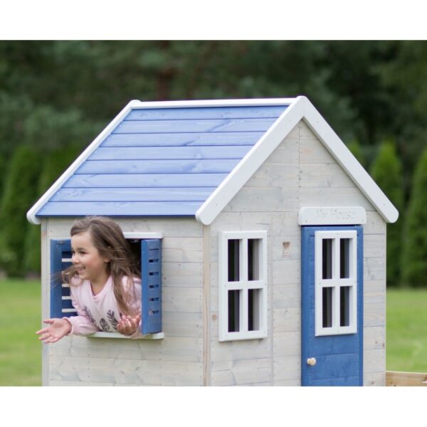 Casuta de gradina My Blue Cottage House cu platforma si tobogan M26B Wendi Toys 294654 0
