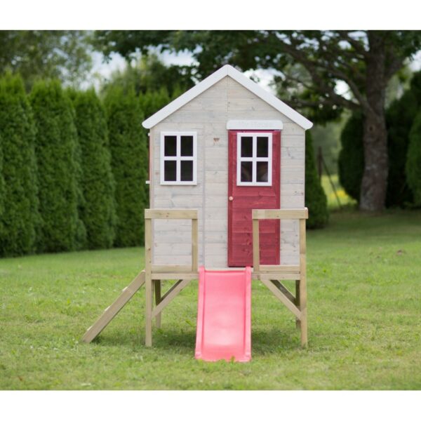 Casuta de gradina My Red Cottage House cu platforma si tobogan M26R Wendi Toys 294655 0