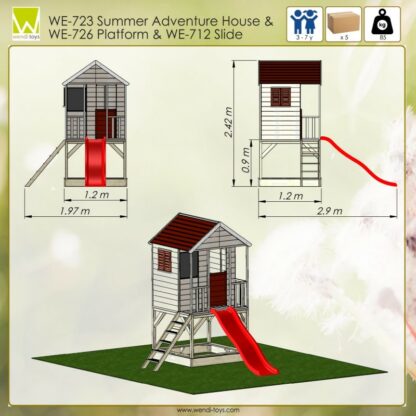 Casuta de gradina Summer Adventure House cu platforma cu loc pentru nisip si tobogan M7 294699 0