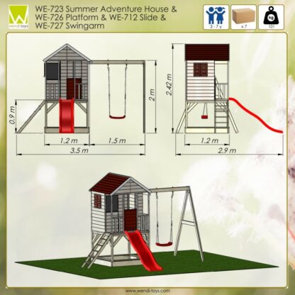 Casuta de gradina Summer Adventure House cu platforma cu loc pentru nisip tobogan si leagan M9 294700 0