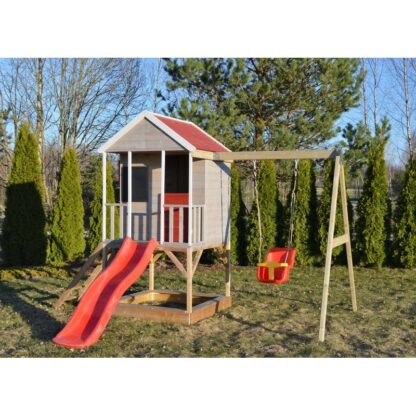 Casuta de gradina Summer Adventure House cu platforma cu loc pentru nisip tobogan si leagan M9 294700 1