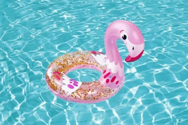 Colac gonflabil pentru inot copii 3 6 ani 61x61 cm forma de Flamingo Bestway 324514 2