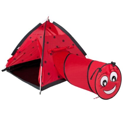 Cort cu tunel pentru copii playto ladybug rosu