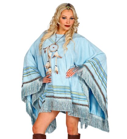 Costum poncho turcoaz marimea l m ml s sm