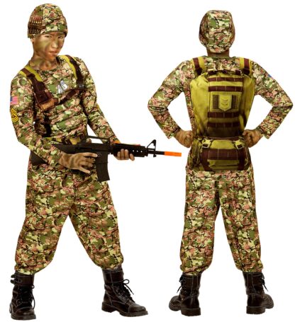 Costum soldat camuflaj copii 8 10 ani 140 cm