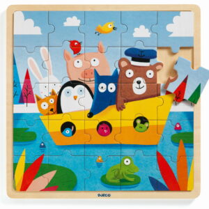 Puzzle lemn toti in barca 25 piese djeco