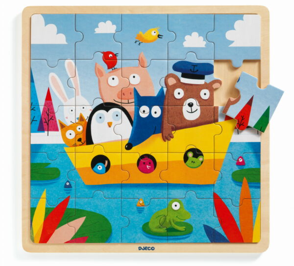 Puzzle lemn toti in barca 25 piese djeco