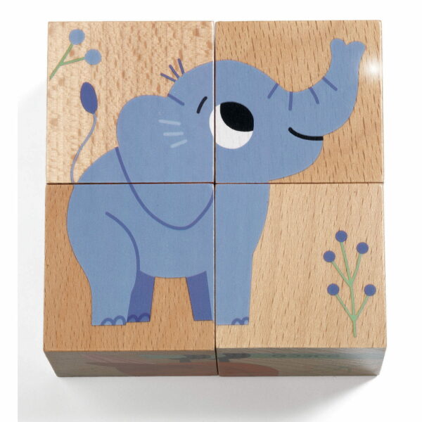 Cuburi din lemn animale salbatice djeco - imagine 2