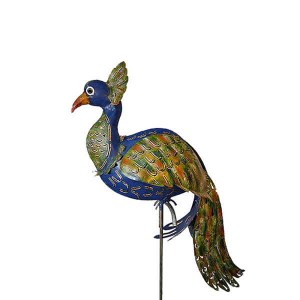 Decoratiune metalica gradina Paun cu tija 134 cm