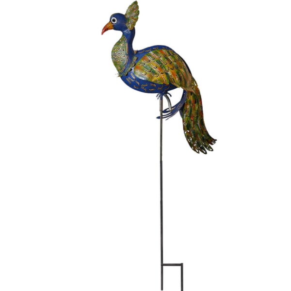 Decoratiune metalica gradina Paun cu tija 134 cm - imagine 3
