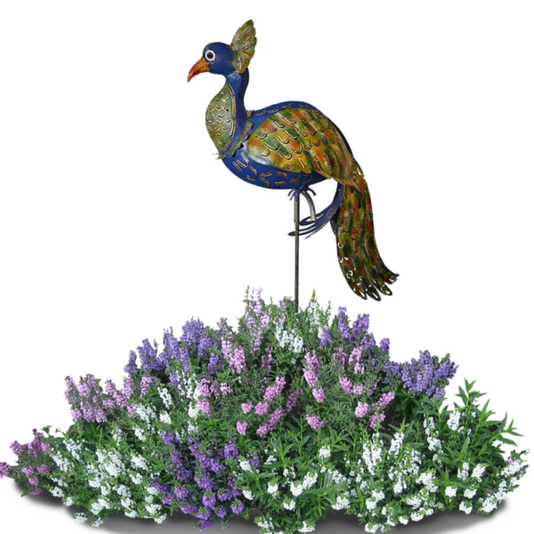 Decoratiune metalica gradina Paun cu tija 134 cm - imagine 2