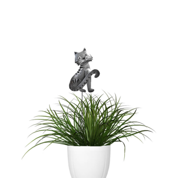 Decoratiune metalica gradina Pisica cu tija pentru plante 45 cm - imagine 2
