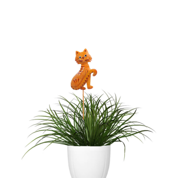 Decoratiune metalica gradina Pisica cu tija pentru plante 45 cm - imagine 4