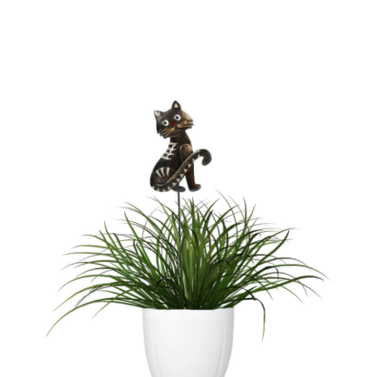 Decoratiune metalica gradina Pisica cu tija pentru plante 45 cm 330174 6