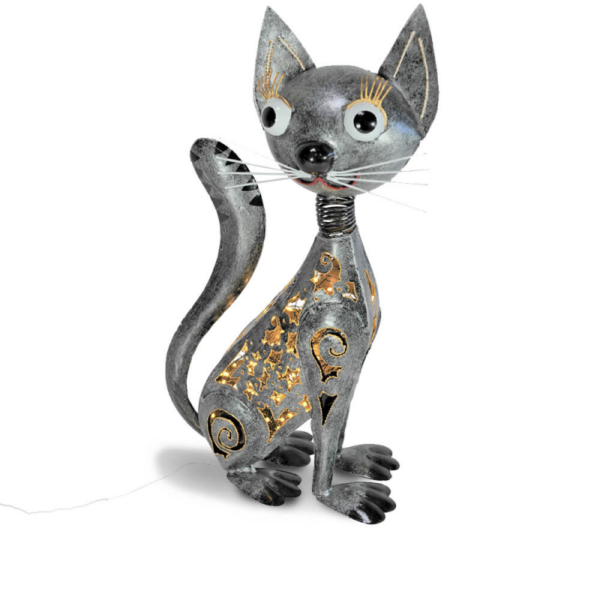 Decoratiune metalica gradina Pisica gri 45x25x15 cm - imagine 2
