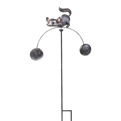 Decoratiune metalica gradina Pisica gri la panda Pendul 116 cm 330197 0