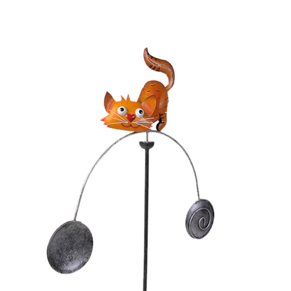 Decoratiune metalica gradina Pisica portocalie pendul 116 cm - imagine 2