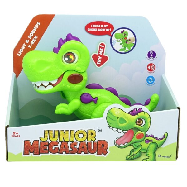 Dinozaur junior cu lumini si sunete - verde