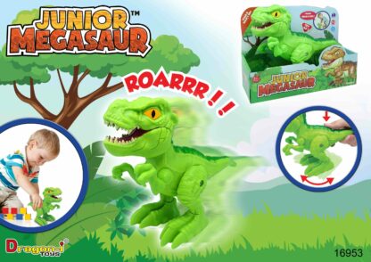 Dinozaur junior cu sunete si functie de mers t rex verde scaled