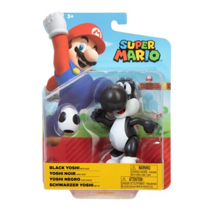 Figurina 10 cm nintendo mario yoshi negru cu ou