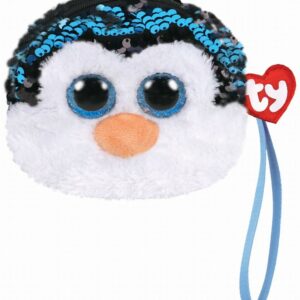 Gentuta de mana din plus ty 10cm pinguinul waddles cu paiete