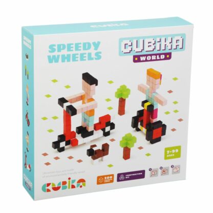 Joc din lemn set de constructii cubika world speedy wheels