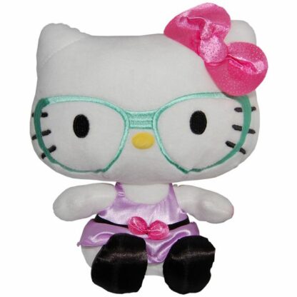 Jucarie din plus hello kitty cu ochelari si rochie mov 23 cm