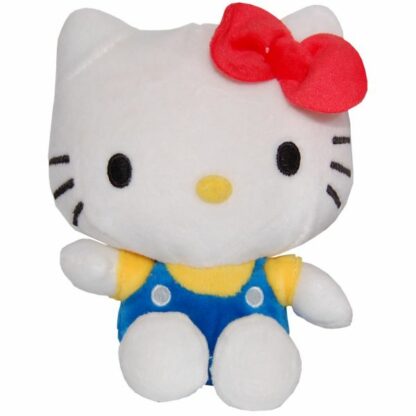 Jucarie din plus hello kitty cu salopeta albastra 17 cm