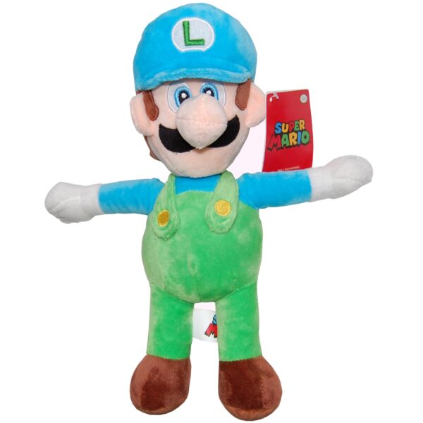Jucarie din plus luigi cu sapca bleu, super mario, 31 cm