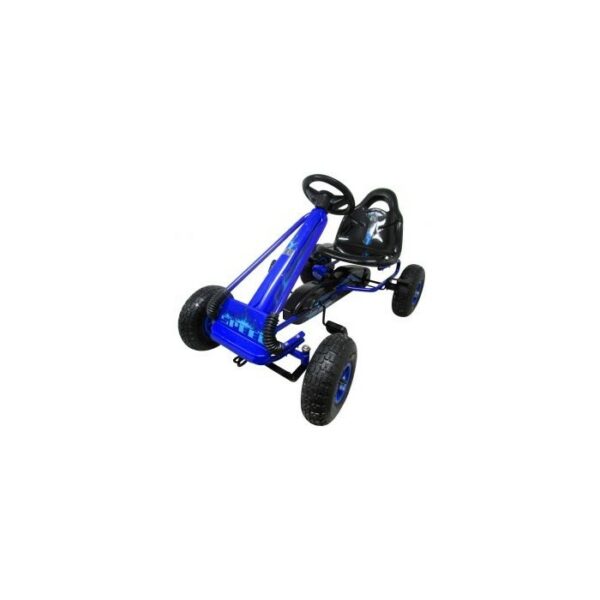 Kart cu pedale gokart 3 6 ani roti pneumatice din cauciuc frana de mana g3 r sport albastru