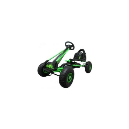 Kart cu pedale gokart 3 6 ani roti pneumatice din cauciuc frana de mana g3 r sport verde