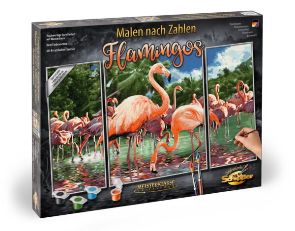 Kit pictura pe numere schipper flamingo, 3 tablouri