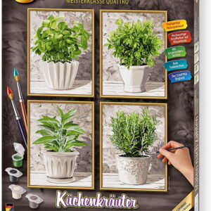 Kit pictura pe numere schipper ierburi culinare, 4 tablouri