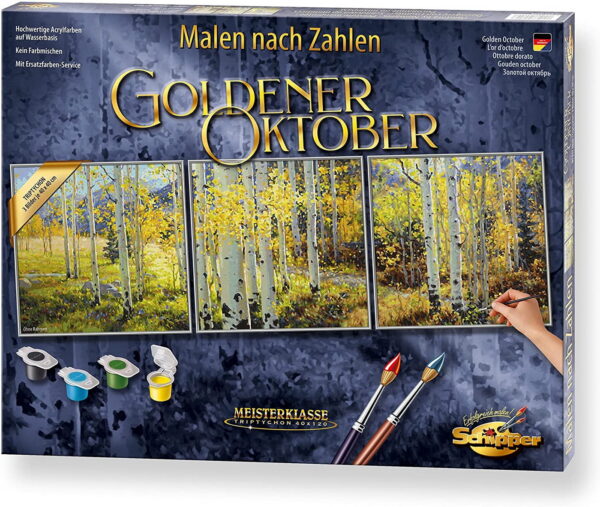 Kit pictura pe numere schipper octombrie de aur, 3 tablouri