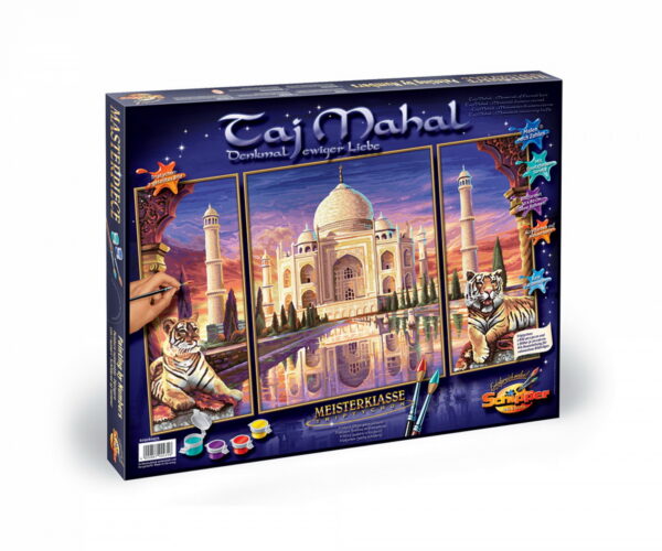 Kit pictura pe numere schipper taj mahal - memorialul iubirii eterne, 3 tablouri