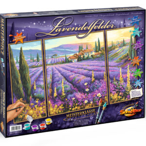 Kit pictura pe numere schipper un camp plin de lavanda, 3 tablouri