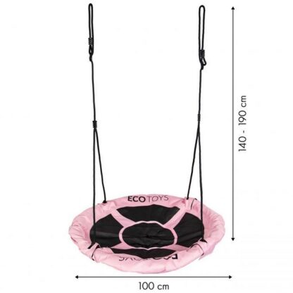 Leagan pentru copii ECOTOYS BOC100 cuib de barza cadru din otel galvanizat roz cu negru 274389 2