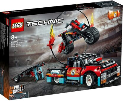 Lego technic camion si motocicleta pentru cascadorii 42106