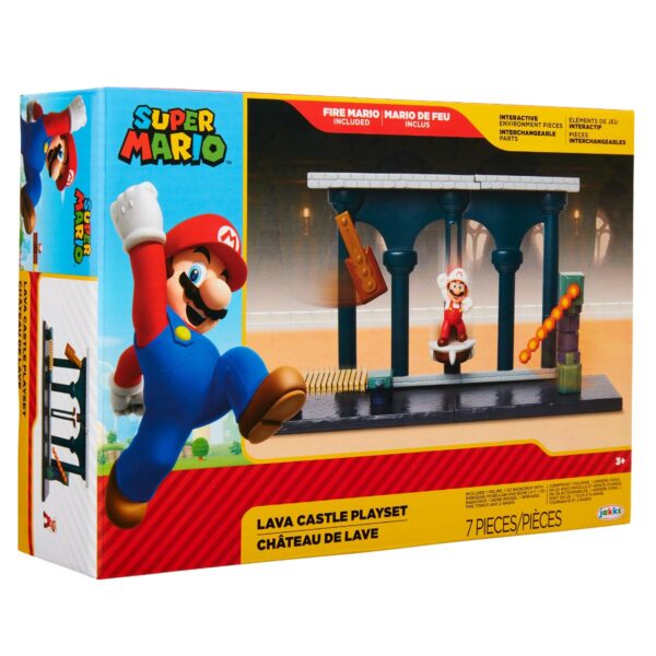 Mario nintendo - set de joaca castelul de lava cu figurina 6 cm