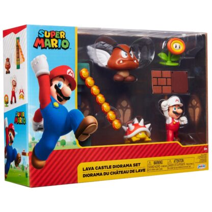 Mario nintendo set diorama castelul de lava cu figurina 6 cm