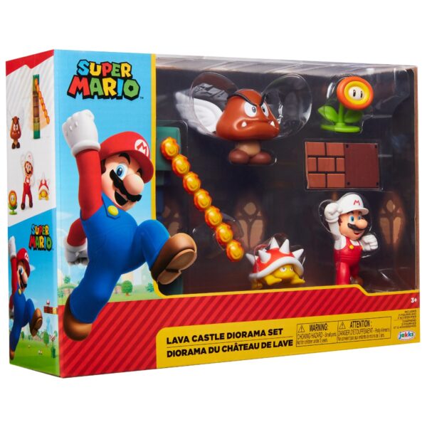 Mario nintendo - set diorama castelul de lava cu figurina 6 cm