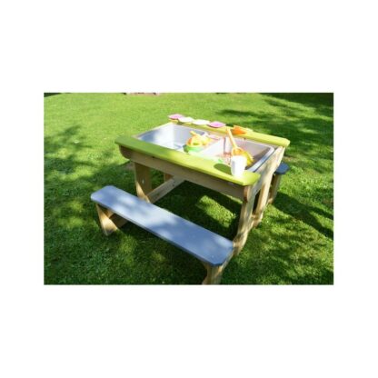 Masa de picnic senzoriala T2 Deluxe cu bancute si loc pentru nisip si apa Wendi Toys 294693 0