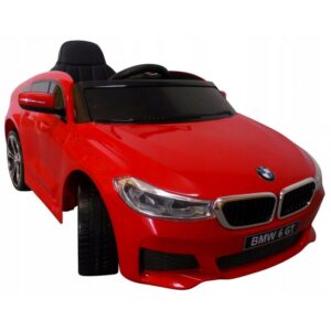 Masinuta electrica cu telecomanda, roti din spuma eva si scaun din piele bmw 6gt - rosu