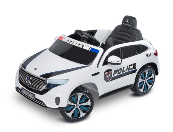 Masinuta electrica cu telecomanda toyz mercedes-benz eqc police 12v alba