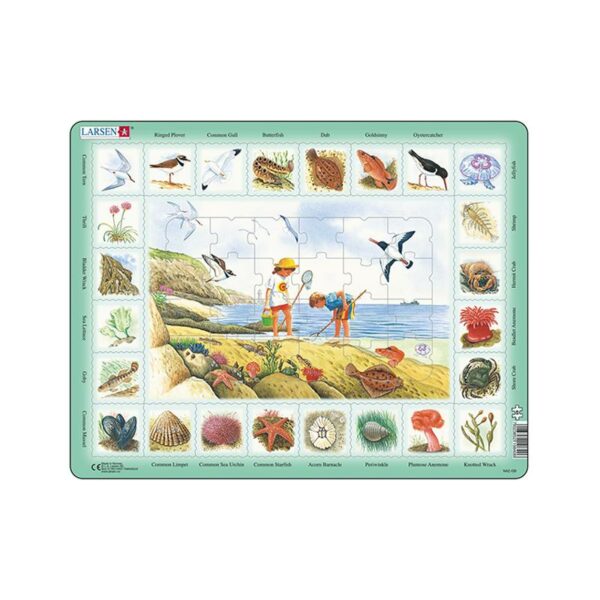 Puzzle maxi Pe plaja, orientare tip vedere, 48 de piese, engleza, Larsen